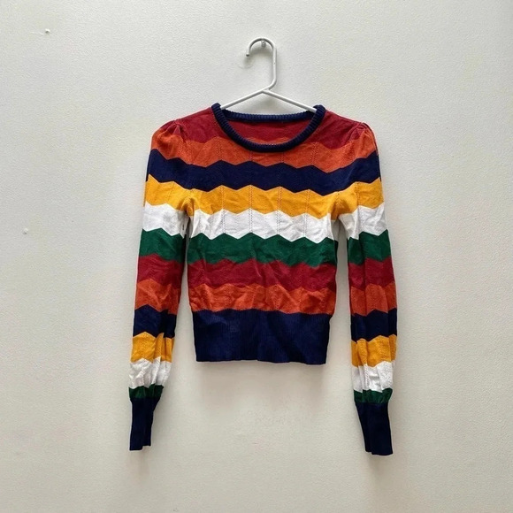 Vintage Sweaters - Vintage - Colorful Missoni Style Chevron Pattern Long Sleeve